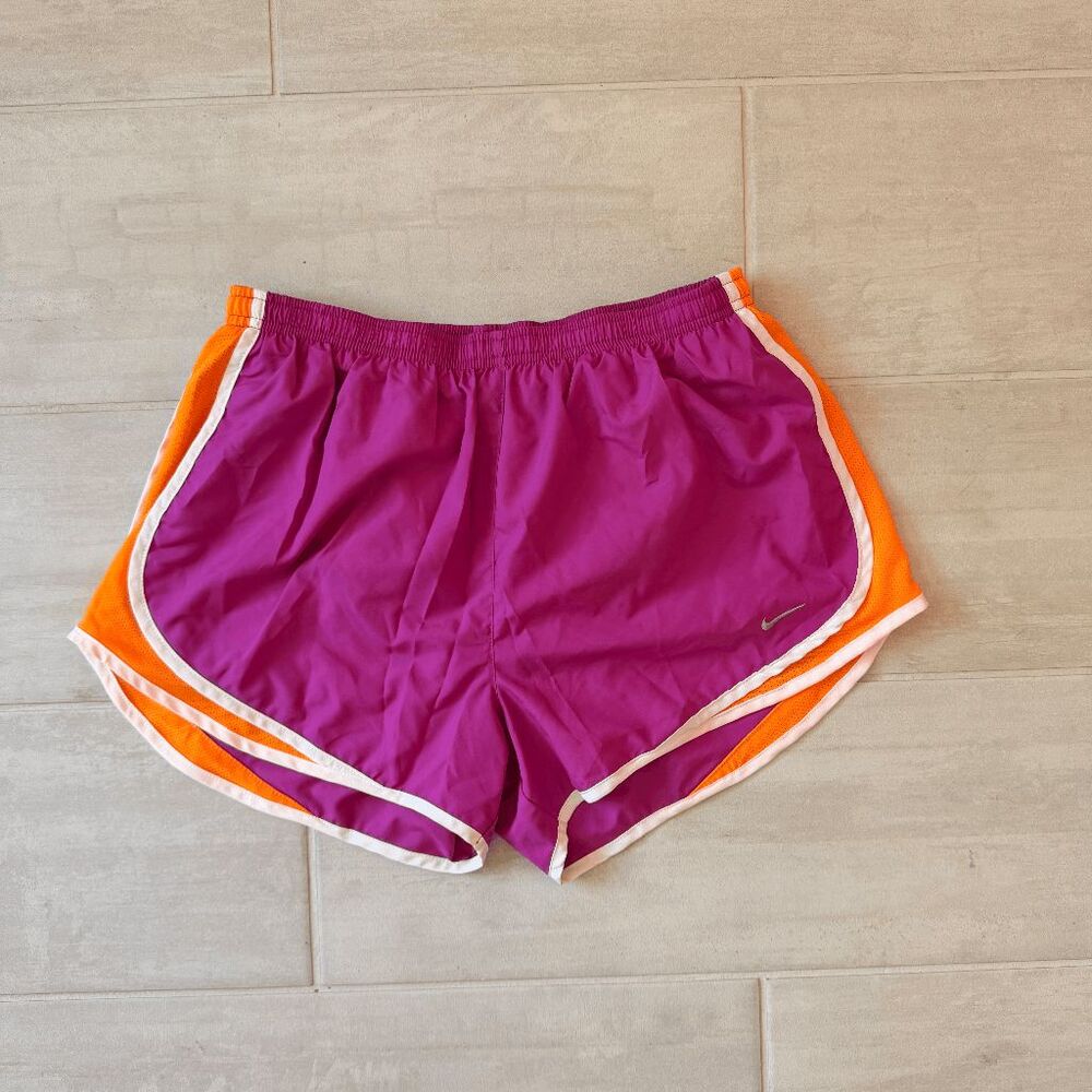 Nike Tempo Dri-FIT Mid-Rise 3-in Running Shorts Purple Orange Stripe Lined Large